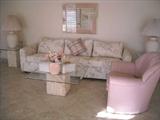 Living Room suite, marble tables with beveled glass tops