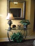 Decor items galore, Glass/Iron Entry Table/Lg. Custom Mirror