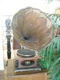 Antique Victoria Vitrola Talking Machine with Brass Horn