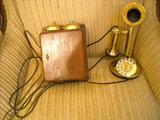 Vintage Brass Candlestick Phone with wood call box