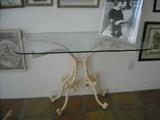 Victorian Side Table, Iron Base Glass Top