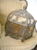 Victorian slag/Brass hanging lamp
