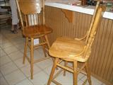 Pair of hi-back swivel bar stools