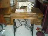 Antique Tiger Oak Cabinet-Not original Sewing Machine