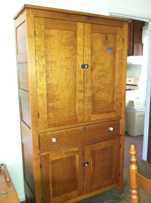  Beautiful antique cherry pantry or jelly cupboard, mortise and tenon, pegs and square nail construction, handcrafted.