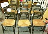 HITCHCOCK RUSH BOTTOM CHAIRS  ALL GREAT 