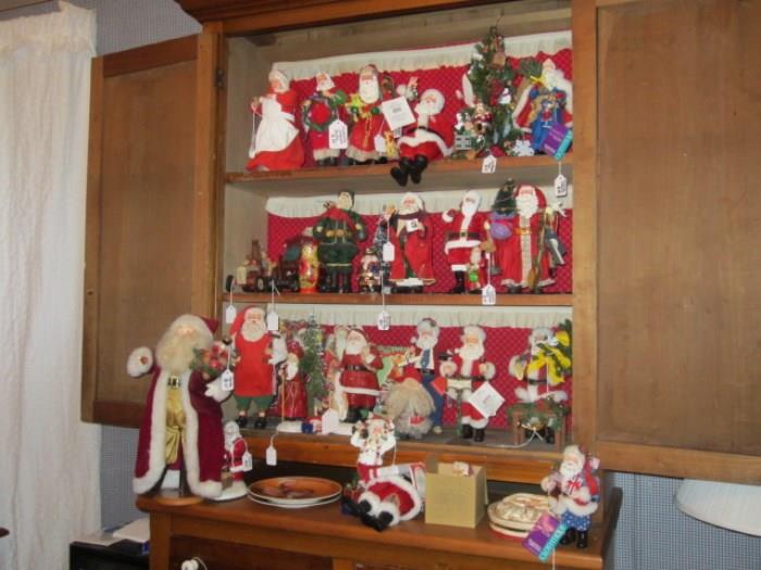 Closer pic of many Christmas figurines