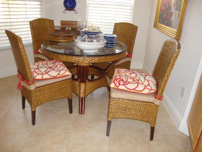 Charming Dinette set, glass topped table from Southern Lifestyles. Perfect size for the Gardenia model