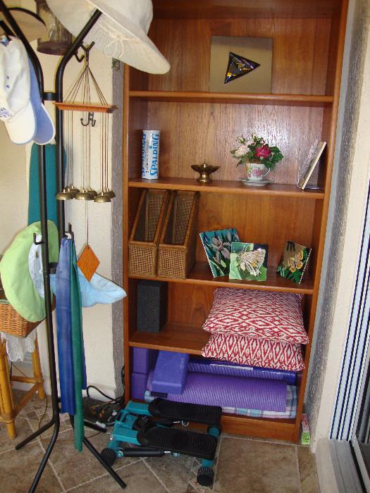 wood book shelf, coat rack