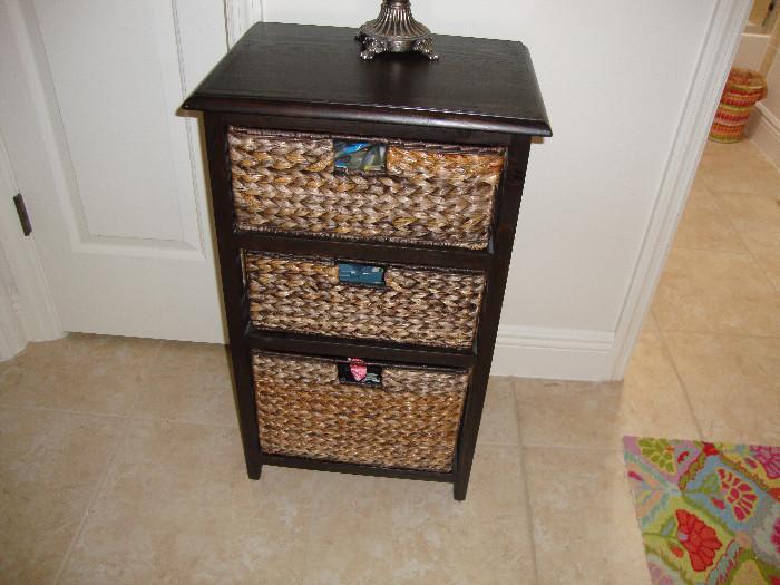 storage cabinet with baskets