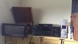 Crosley Stack-o-matic record player (Model CR85), Onkyo AV Home Theater Receiver TX-SR702 & Yamaha RP-U200 Personal Receiver