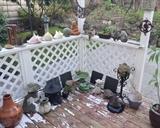 Yard art - Japanese cast iron lantern, big shells, small statuary & more