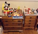 Mickey Mouse & Snoopy collectibles + maple chest & nightstand
