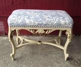 French Provincial bench with Blue Willow upholstery