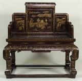 Chinese Black Lacquer Oversized Throne Chair (Baozuo), 19th C.