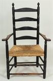 American Painted Ladder Back Open Arm Chair, 18th C.