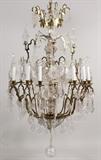 Baccarat 2nd Empire Style Glass & Brass 12 Light Chandelier, French, C. 1860-70 