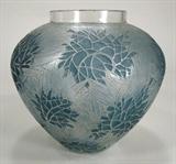 Lalique Pale Blue Frosted Glass Vase, French, 20th C.