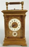  	French Gilt Bronze Grand Sonnerie Carriage Repeater Clock, late 19th C. 