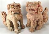 2 Wood Komainu (Lion-Dogs) Shrine Guardians, Japanese, 18th C. 