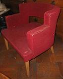 Wide and solid 1951 parlour chair with distinctive stepped arms - a great mid-century modern "find"