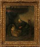 Lot#2003, CAROLUS JOHANNES THYSEN (DUTCH 1867-1917), OIL ON CANVAS, 21" X 17"Mother with child in basket crib.  Signed lower left.  Gilt wood frame.  Originally purchased in 1999 .