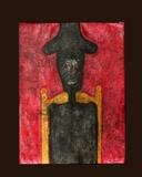 Lot#2032, RUFINO TAMAYO (MEXICAN 1899-1991), MIXOGRAFIA IN COLORS, 1976, #21/35, 30" X 22", "HOMBRE EN NEGRO"Or "Man in Black", signed lower right and numbered XXI/XXXV lower left (see additional photos), within an acrylic shadowbox frame lined with black fabric, label on the reverse for B. Lewin Galleries (see additional photo).  30" x 22 1/4".