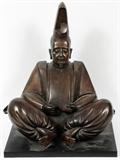 Lot#2039, BRONZE SEATED BUDDHA HOLDING A BOOK, H 23" L 19" D 17", "PRAYING BUDDHA"Unsigned.  Includes an appraisal/certificate of authenticity.