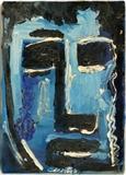Lot#2060, TONY CURTIS [AMERICAN, 1925-2010], OIL ON CANVAS, H 14" W 10"Signed lower center. Depicting an abstracted face in blue. Unframed.