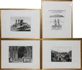 Lot#2065, LUIGI ROSSINI, ETCHINGS, 4, 14" X 18" TO 20" X 16", ANCIENT ROMAN ARCHITECTURAL VIEWS///From  "Vedute di Roma":  T.26, 1822, "Castello dell' Acqua Giulia and T.80, 1820, "Interno del Colosso.  From an unnamed portfolio:  T.67, 1826, "Basilica della Fortuna".  Frontispiece, "Le Antichit a' di Preneste e Del Tusculo", T.64.  Each framed.