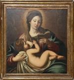 Lot#2088, OLD MASTER STYLE OIL ON CANVAS, 28" X 27", MADONNA & CHILD/Not signed, framed.