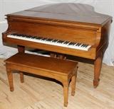 Lot#2127, STEINWAY & SONS MAHOGANY BABY GRAND PIANO, 1917, H 38'', L 57'', D 70''Serial # 179627, with bench. One key stays in depressed position. Ivory keys/pm