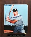 Lot#160, MICKEY MANTLE AUTOGRAPH SIGNED COLOR PHOTO//color photo depicting Mickey Mantle in a batting pose. Signed across subject: "Mickey Mantle". Mounted under clear plastic and on wood plaque. Plate mounted at bottom of plaque inscribed: "Mickey Mantle". Authenticated by Kenner's Kollectables with hologram in lower right corner of photo with serial number 12067.