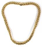 Lot#1045, 18KT YELLOW GOLD NECKLACE, L 17.5", 107.7 GRAMS//Basket weave links, 107.7 grams.