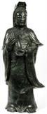 Lot#1059, CHINESE NEPHRITE GUANYIN, H 46", MAGNUM SIZE//Hand carved from a single nephrite block.  Deep green. Very large unusual size.  From a prominent Bay City, Mi. estate. Circa 1960.