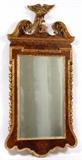 Lot#1091, LABARGE, FEDERAL STYLE MAHOGANY MIRROR, 56" X 26 1/2"Mahogany and carved gilt wood mirror with eagle surmount.