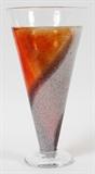 Lot#1449, KOSTA BODA GLASS VASE, H 10 1/2"Signed. Orange is prominent color.