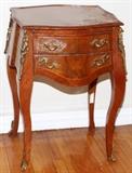 Lot#2263, LOUIS XV STYLE WALNUT & FRUITWOOD SMALL COMMODE, H 30", L 20"Fitted with two drawers, having bronze ormolu mounts. Measuring H. 30" x 20 1/2" x 18 1/2".