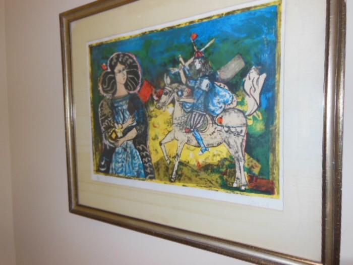 Agustine Ubeda, (Spanish, b. 1925) Modernist scene of Chivalry 