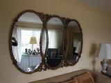 Fantastic triple oval gold leaf decorator mirror