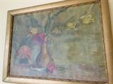 Floral oil on canvas family reported from old Peabody decor
