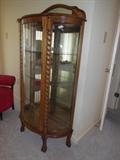 Curved glass & Oak Curio