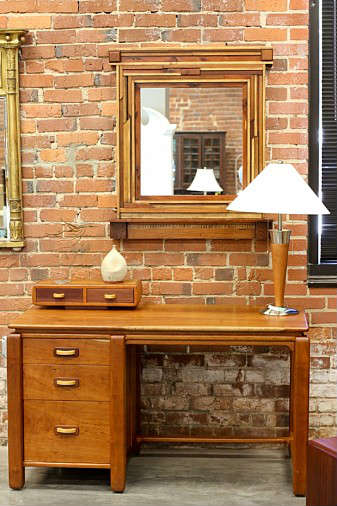 Hand made cherry desk & artisan mirror.