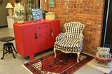 Re-purposed Art Deco chest, French armchair