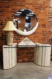 Modern tessellated dressing table & mirror