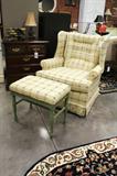 Newly reupholstered wing back chair