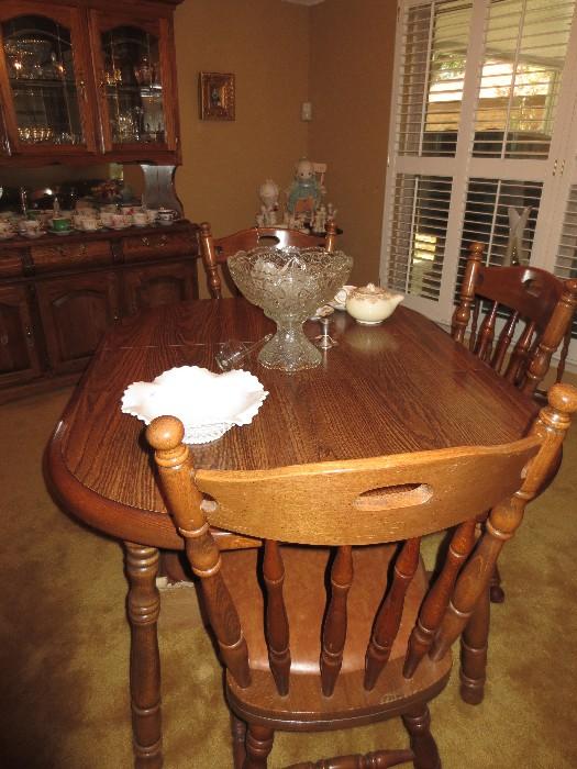 Dining table, six chairs, two leaves