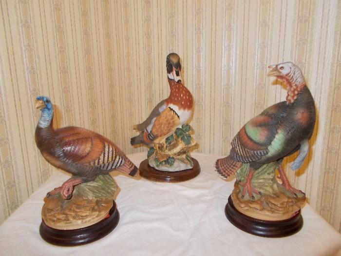 Two in front are TURKEYS by Andrea - Duck in back by Angelina Originals