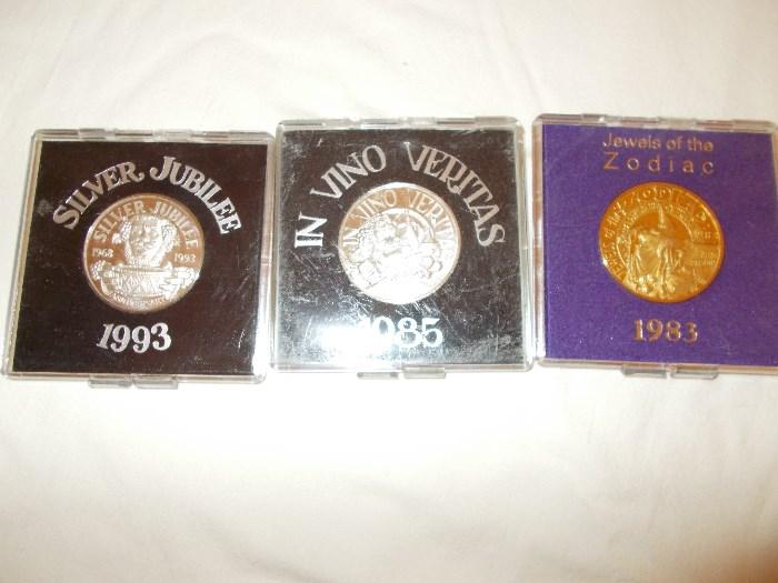 3 Krewe of Bacchus coins - 1983; 1985; 1993 - not doubloons! -  3 of many coins that will be for sale