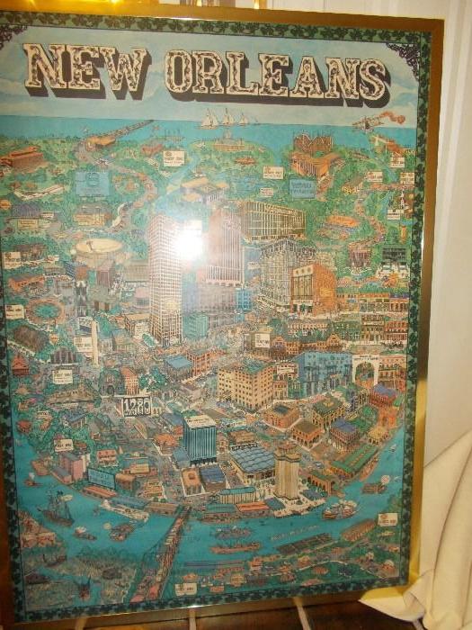 LARGE New Orleans FRAMED poster - 30.5"X41.5"- cool!